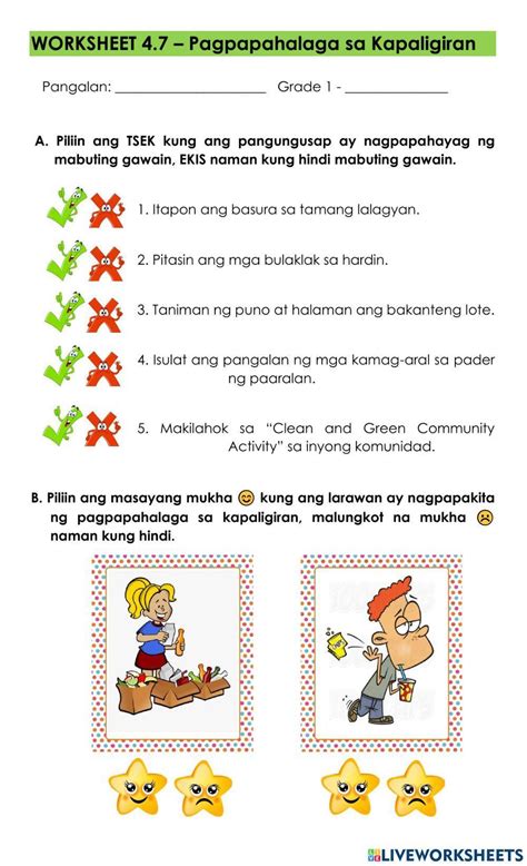 WS 4.7 Pangangalaga sa Kapaligiran worksheet .